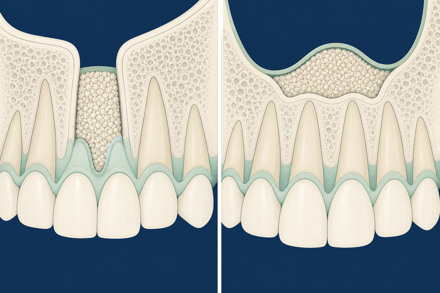 Illustrative diagram: bone grafting vs sinus lift