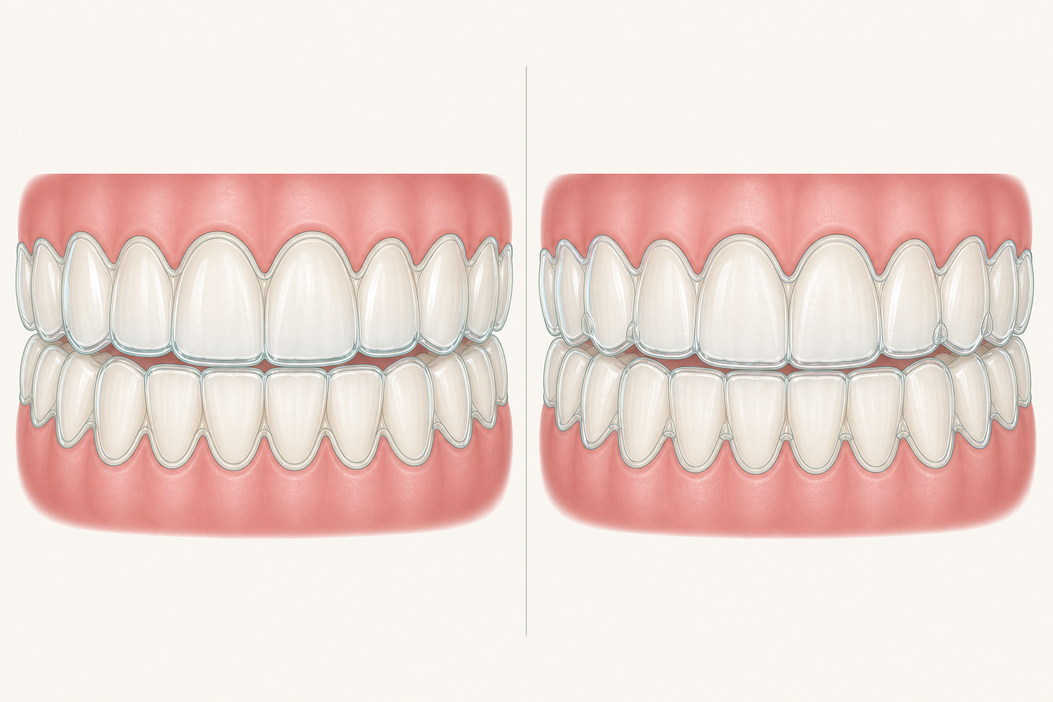 Illustrative diagram: eon aligner vs invisalign