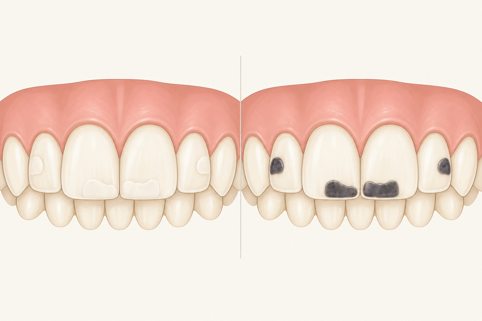 Illustrative diagram: kids fillings vs silver diamine fluoride