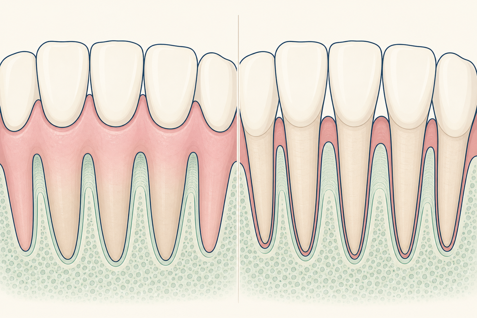 Illustrative diagram: lanap vs pocket reduction surgery