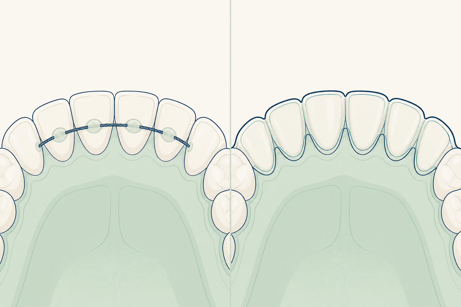 Illustrative diagram: permanent retainers vs removable retainers