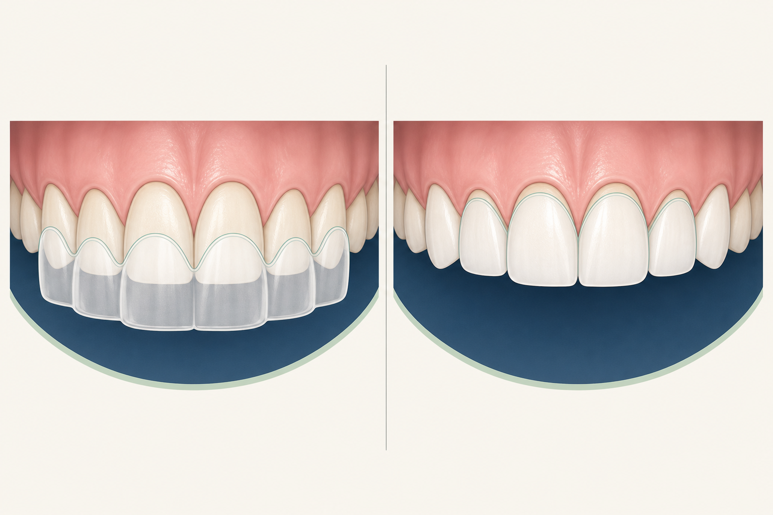 Illustrative diagram: snap on smile vs veneers