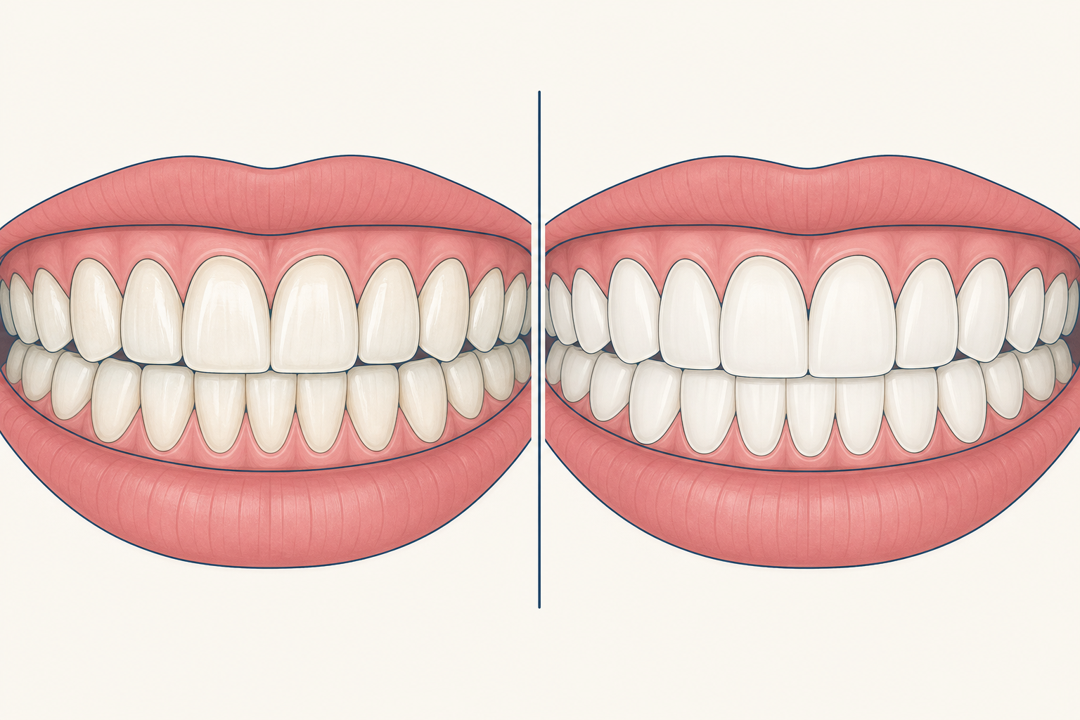 Illustrative diagram: teeth whitening vs veneers
