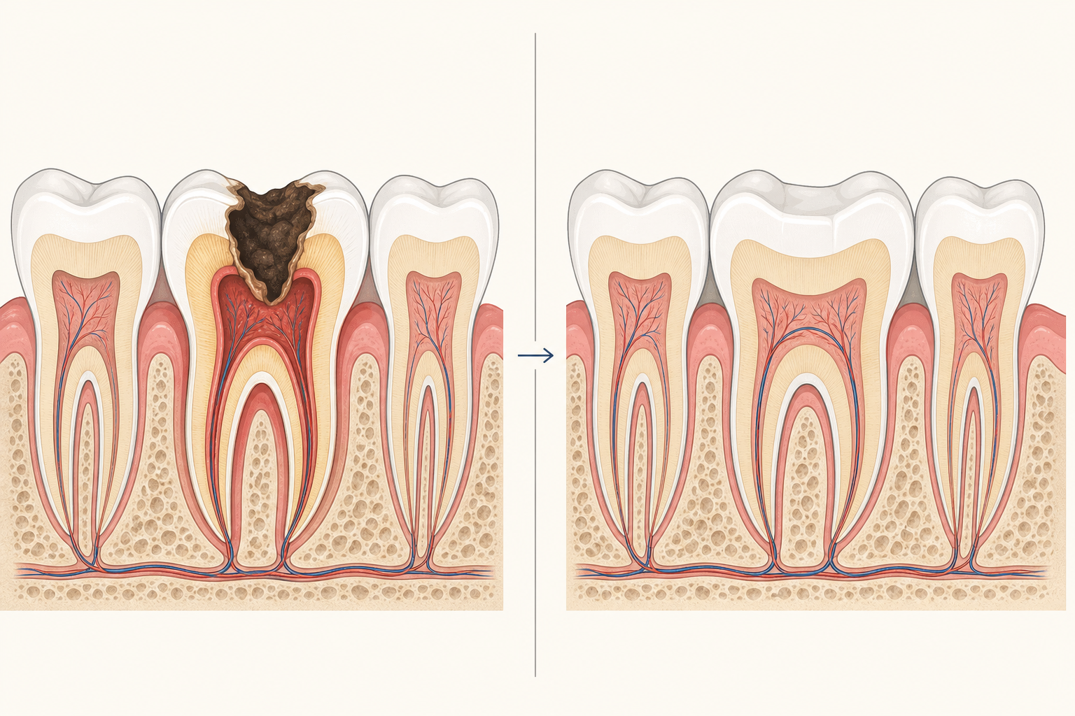 Illustrative diagram: Dental Caries With Pulp Exposure