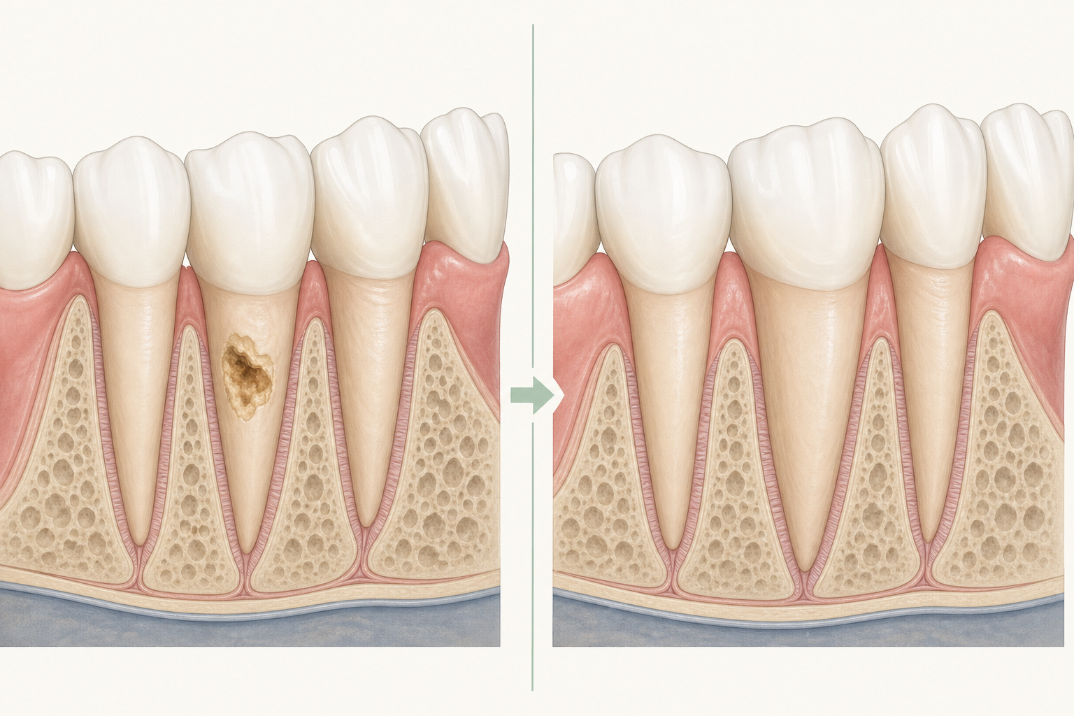 Illustrative diagram: Cementum Caries