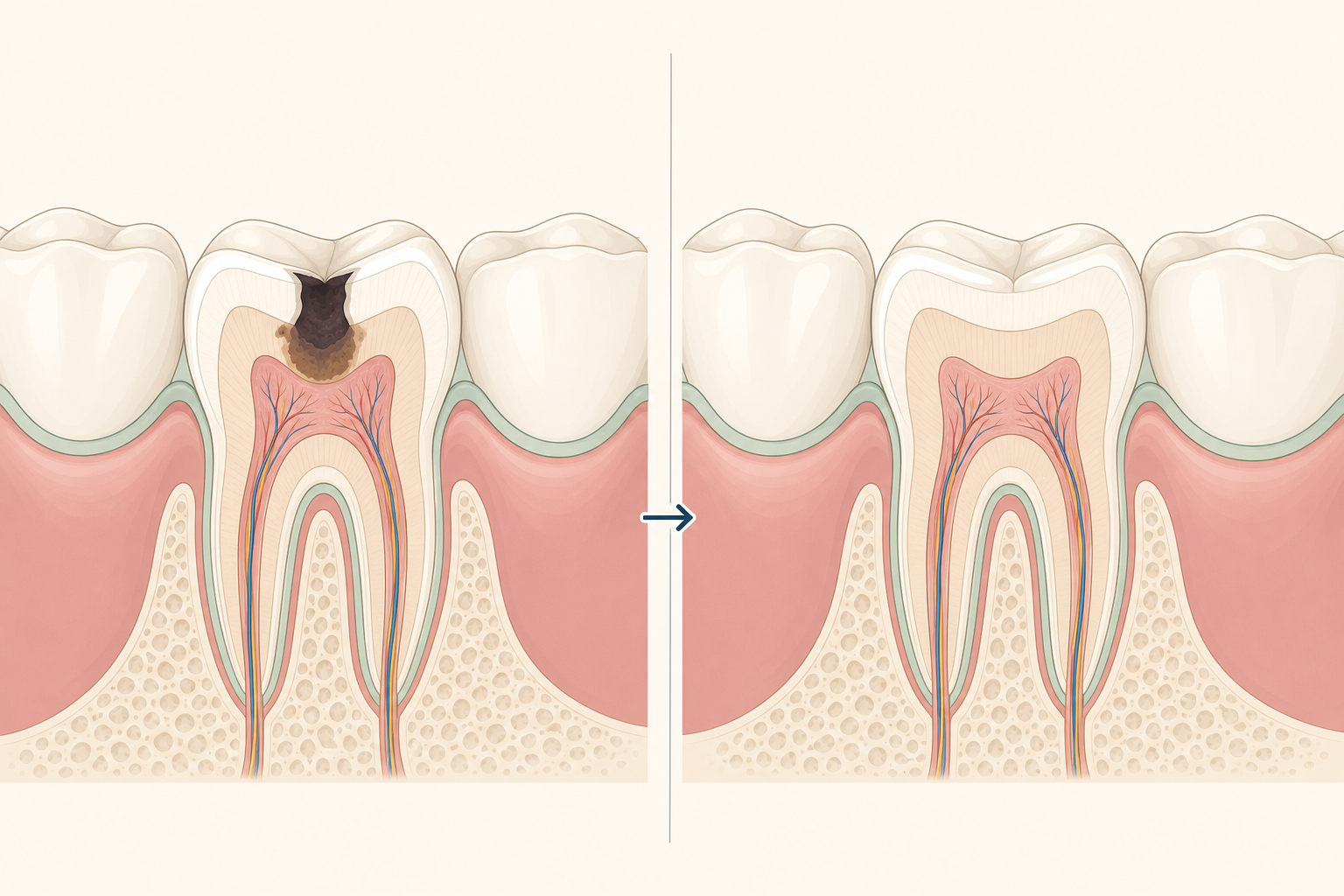 Illustrative diagram: Dentin Caries