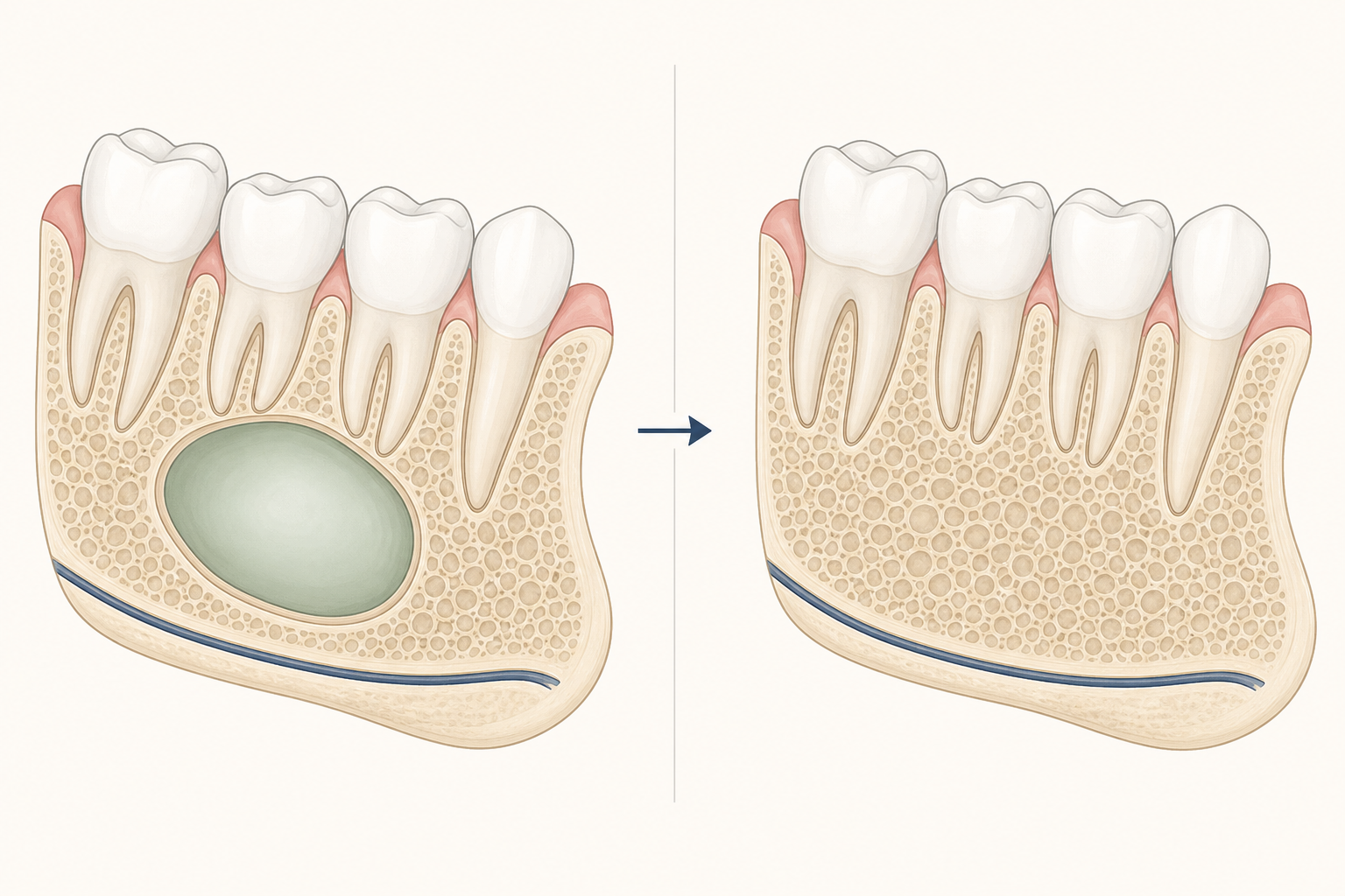 Illustrative diagram: Developmental Nonodontogenic Oral Cyst