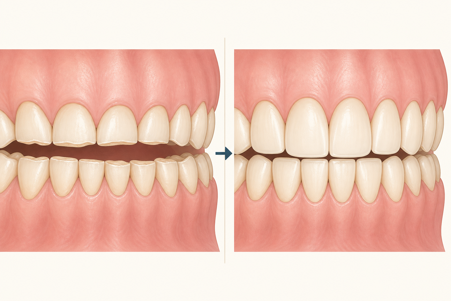 Illustrative diagram: Worn-Down Teeth