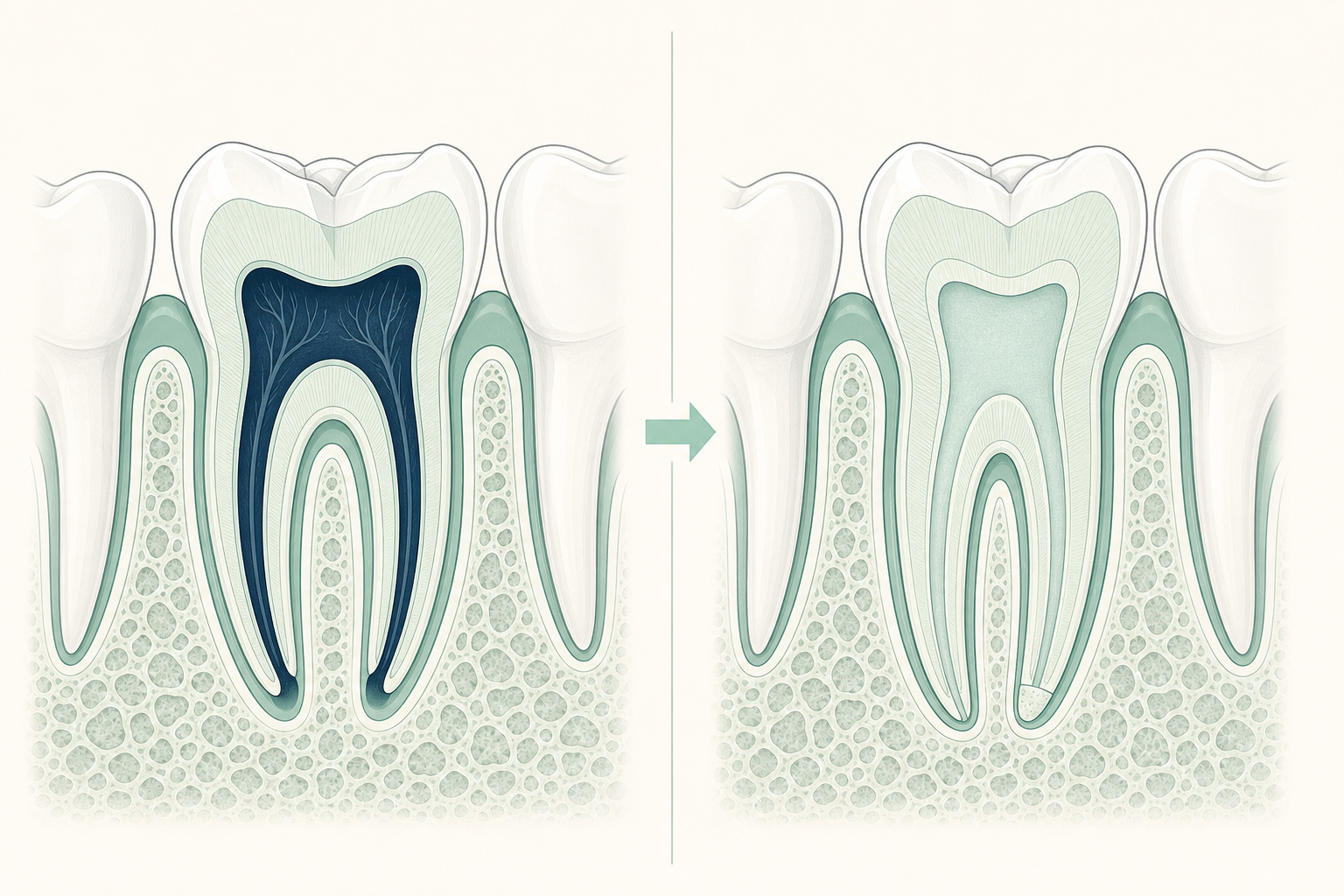 Illustrative diagram: Apexification