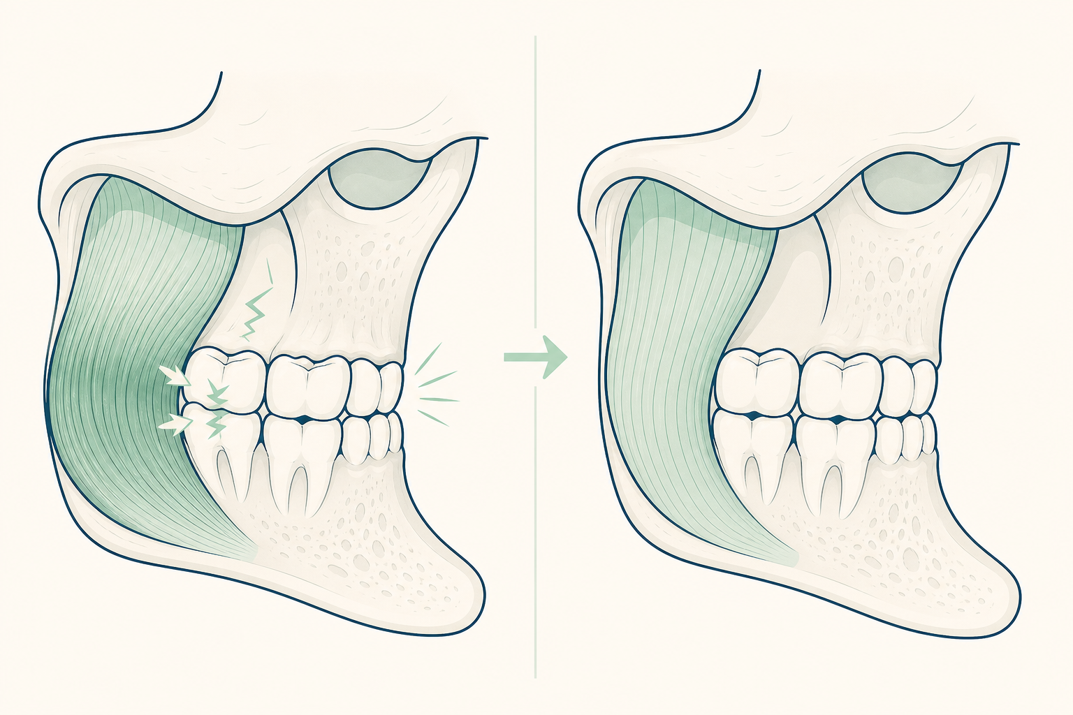 Illustrative diagram: Botox for Bruxism