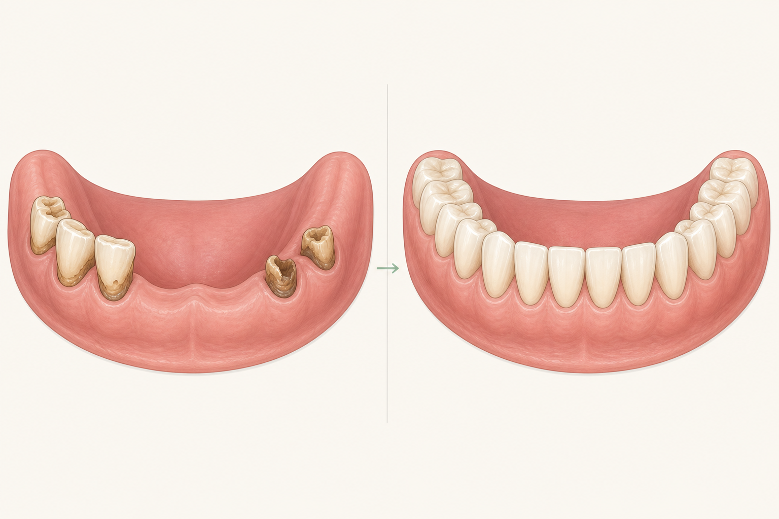 Illustrative diagram: Overdentures