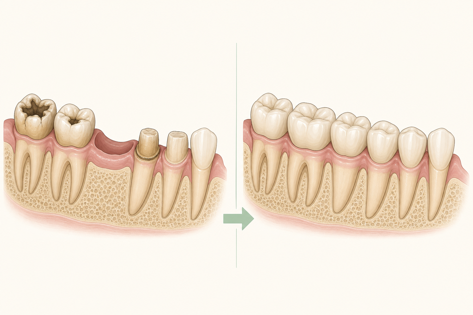 Illustrative diagram: Porcelain-Fused-to-Metal Crowns