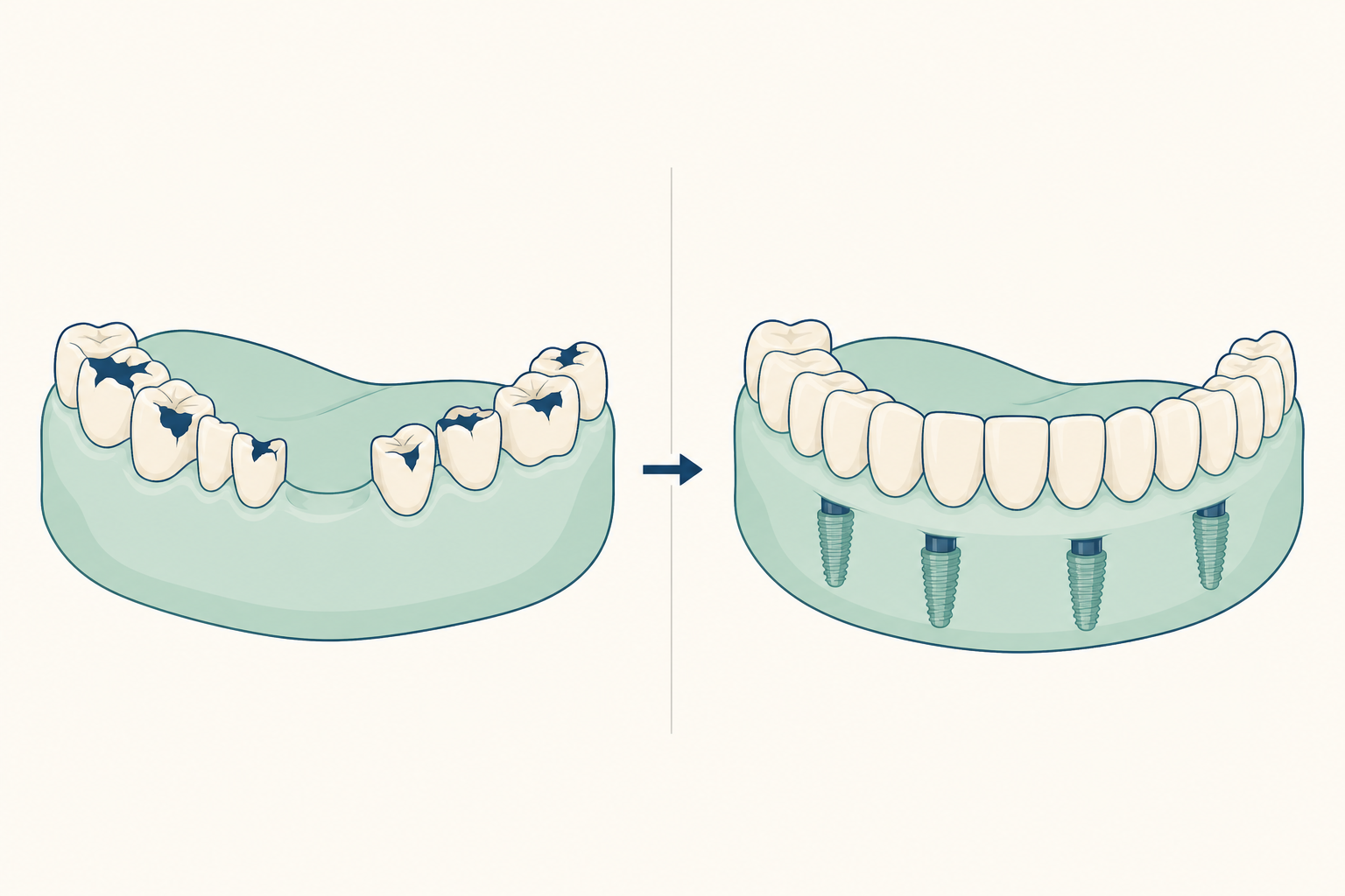 Illustrative diagram: All-on-4 Implants