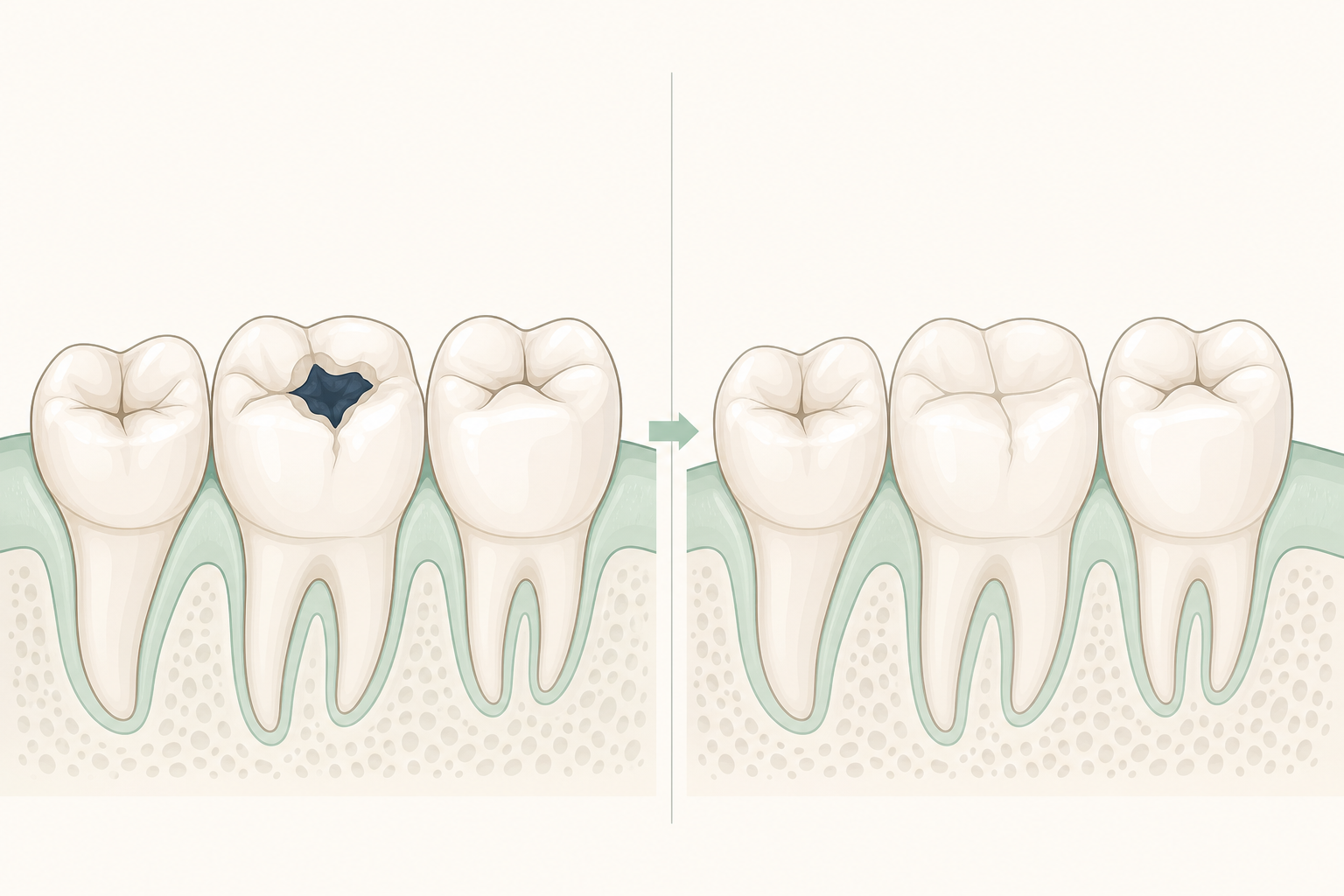 Illustrative diagram: Glass Ionomer Fillings