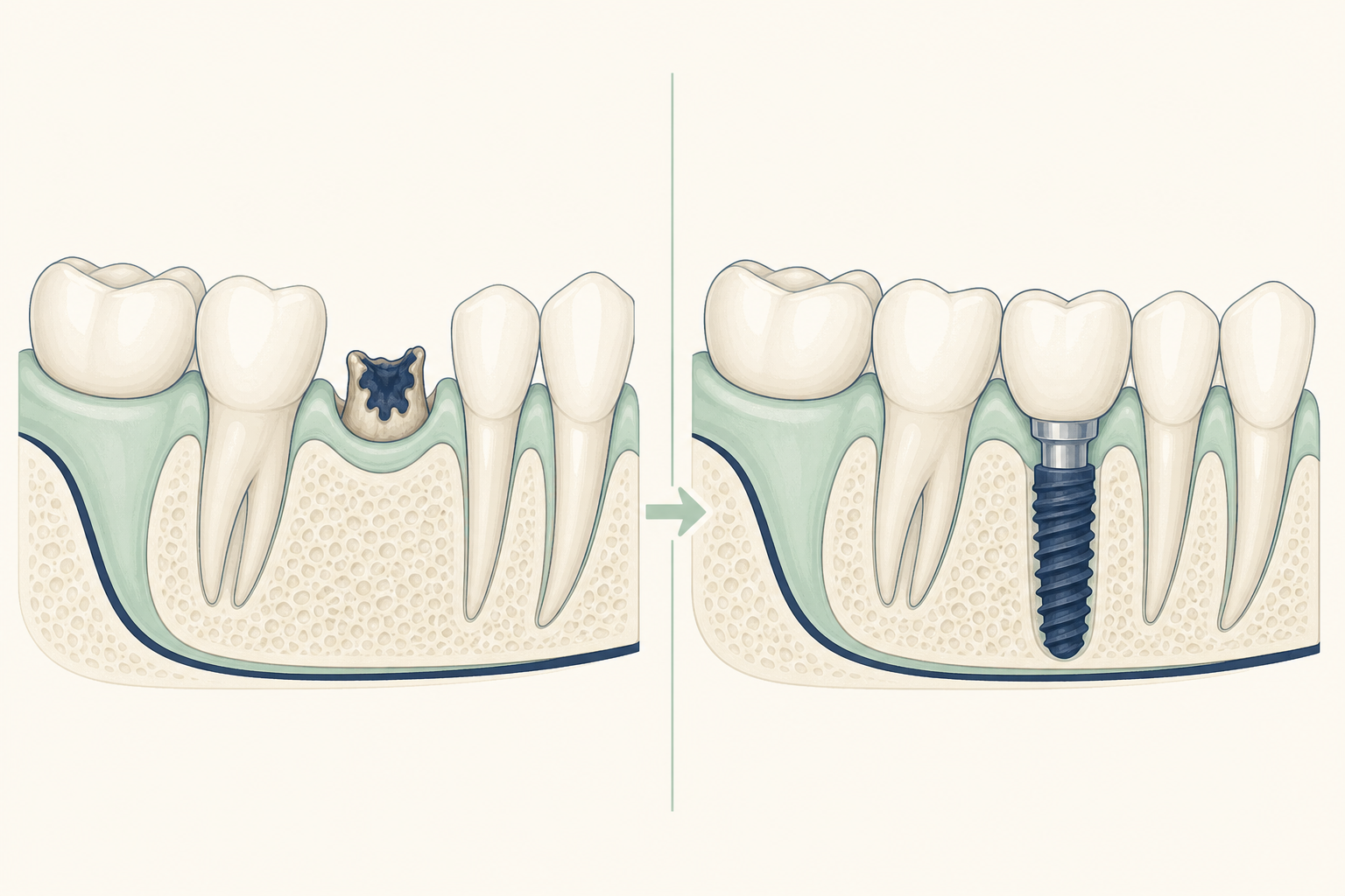 Illustrative diagram: Same-Day / Immediate-Load Implants