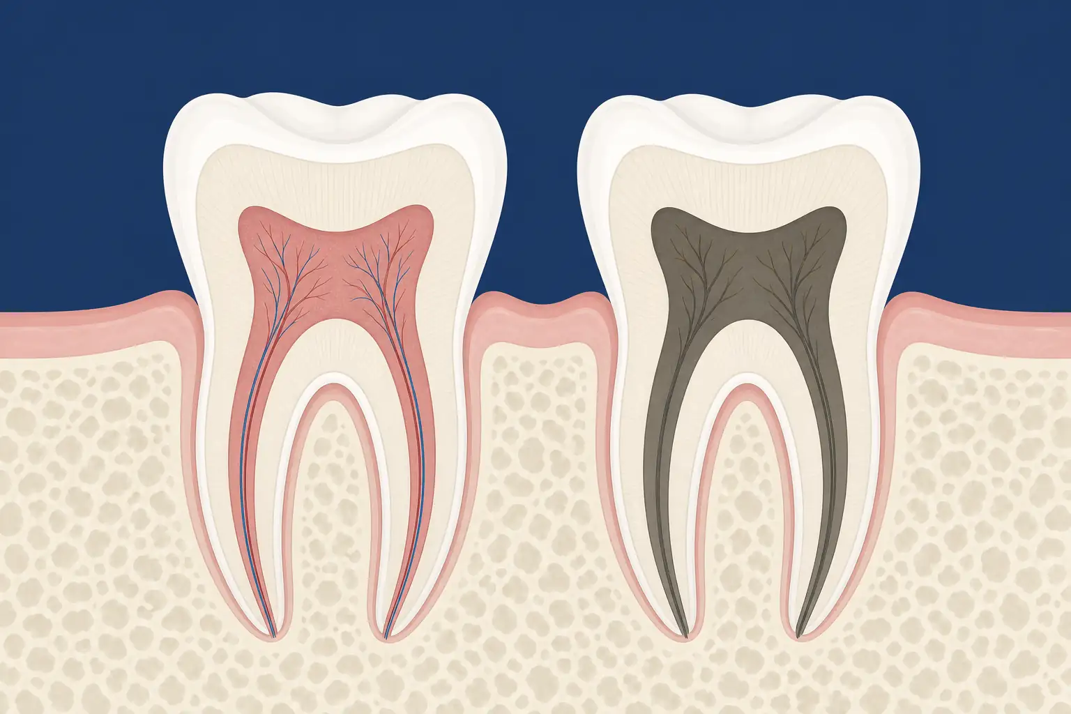 Pulp Necrosis (Dead Tooth) dental educational illustration