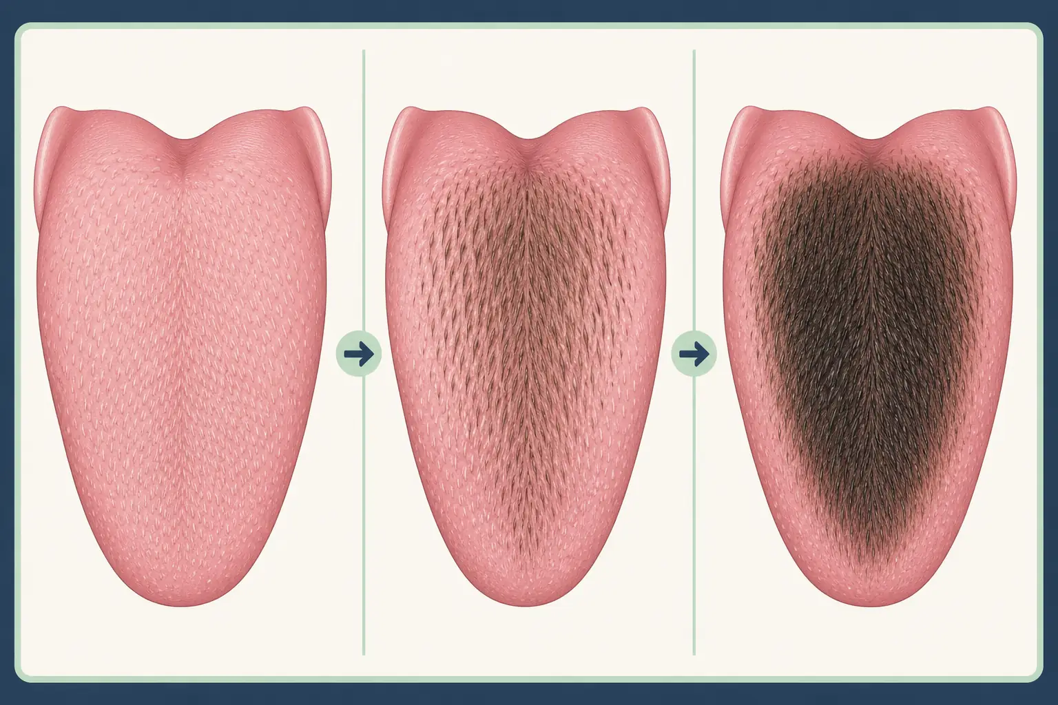 Black Hairy Tongue dental educational illustration