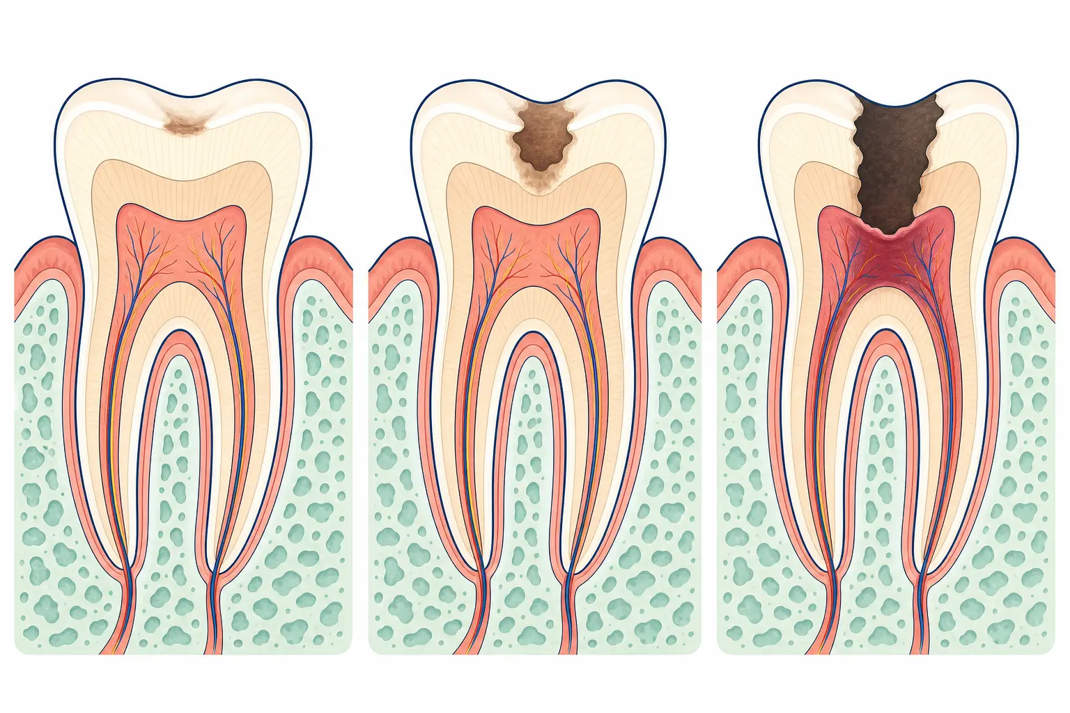 Dental Caries With Pulp Exposure dental educational illustration