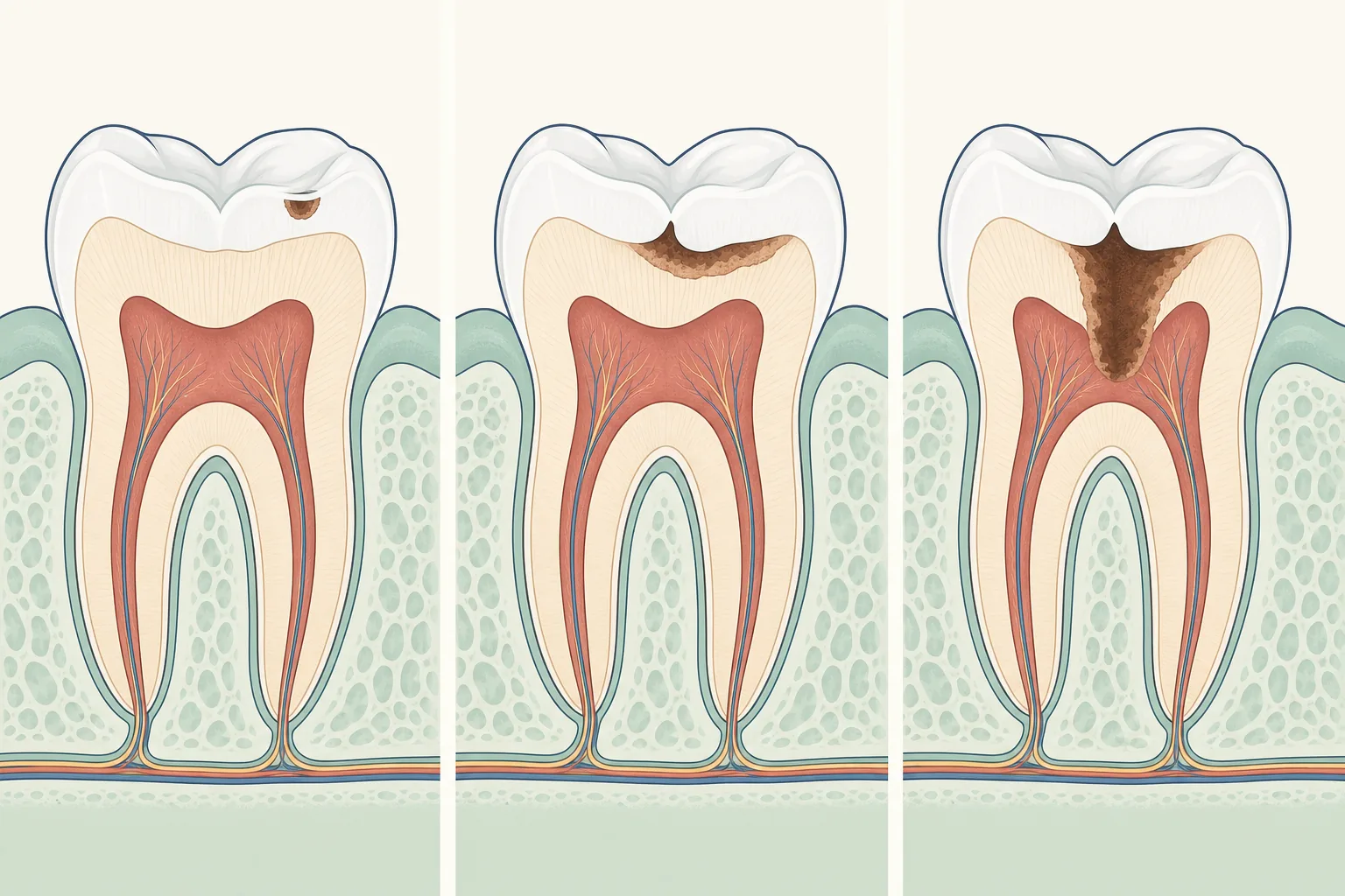 Dentin Caries dental educational illustration
