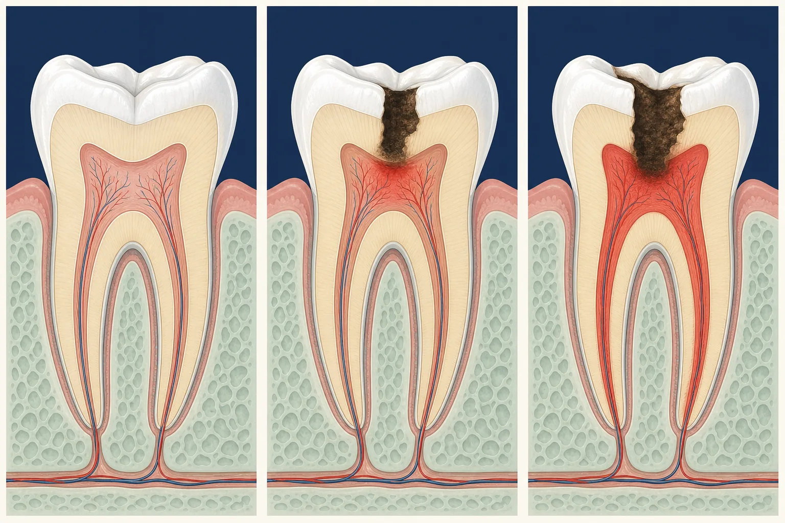 Pulpitis dental educational illustration