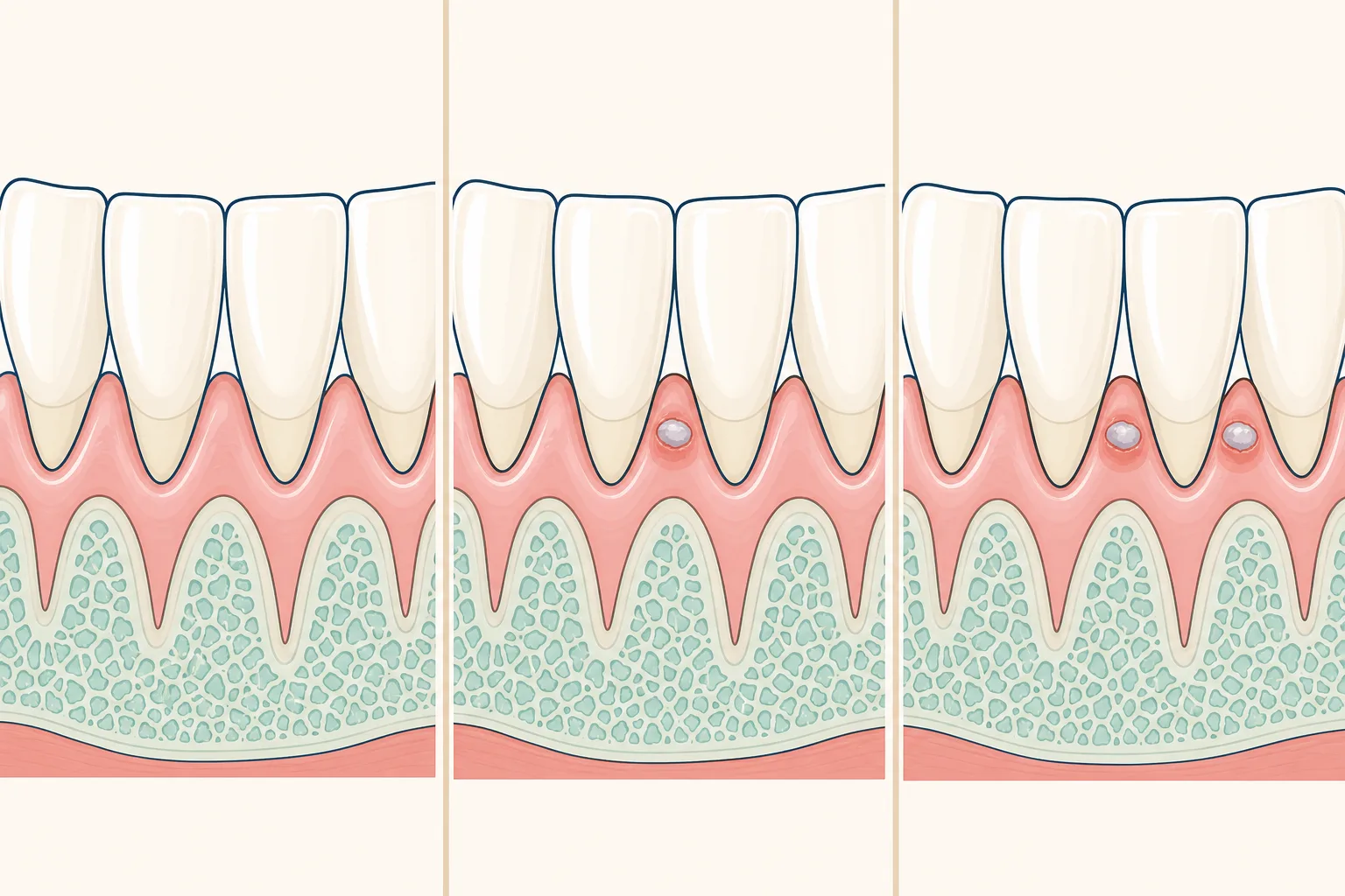 Necrotizing Gingivitis (ANUG) dental educational illustration