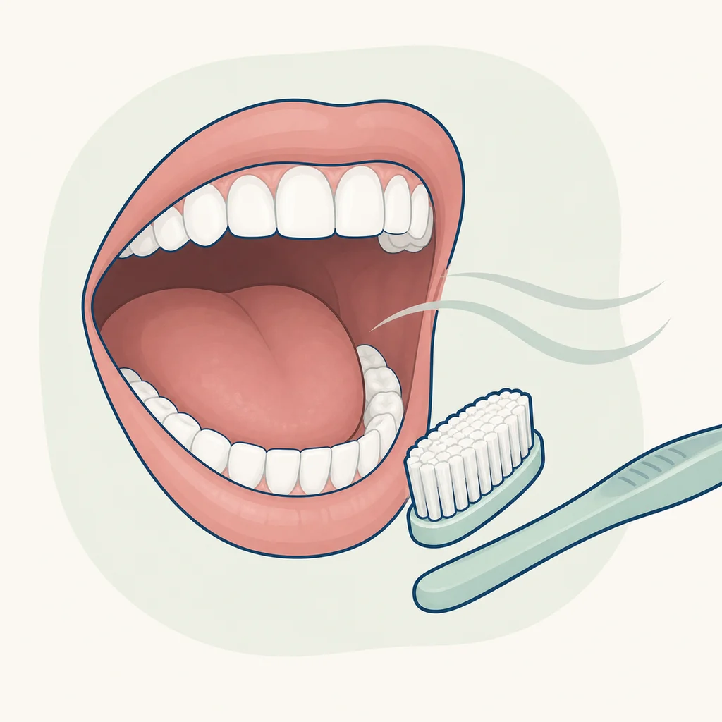 Bad Breath After Brushing dental educational illustration