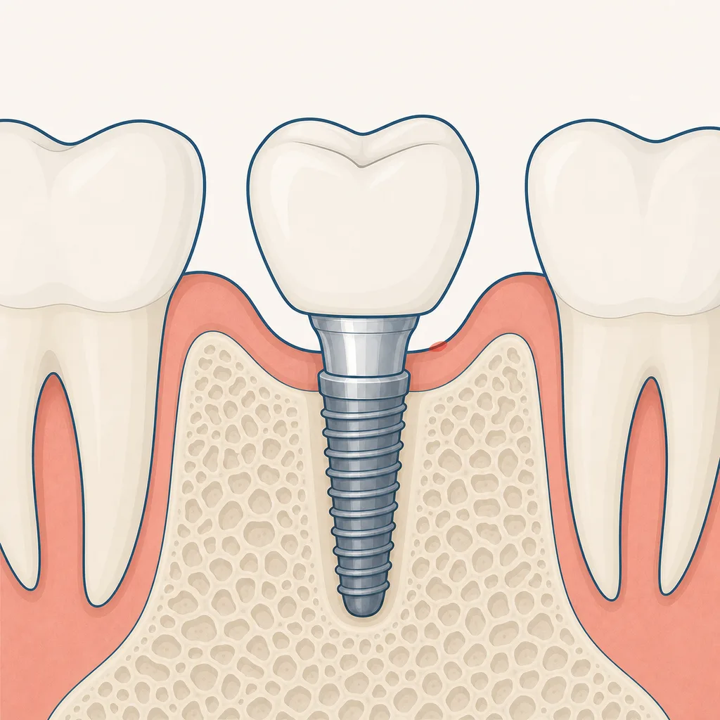 Bleeding Around a Dental Implant dental educational illustration