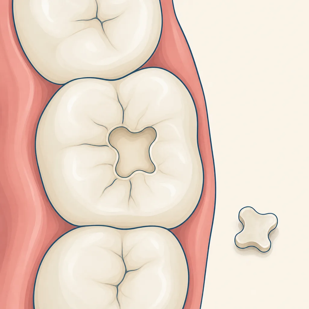 Lost Filling dental educational illustration
